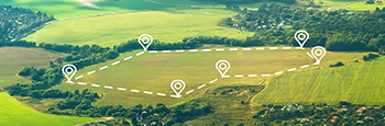 Aerial,View,Of,Green,Field,,Position,Point,And,Boundary,Line