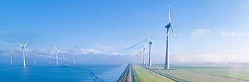 Offshore,Windmill,Park,With,Clouds,And,A,Blue,Sky,,Windmill